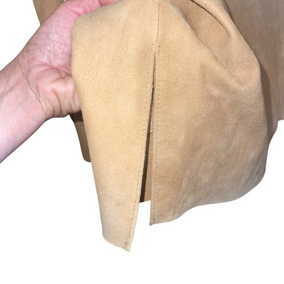 Jose Luis Mens Jacket Size 42 Tan Soft Suede Shacket Luxurious Side Slits - Picture 6 of 9